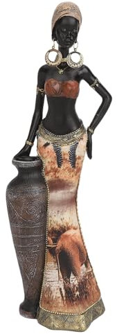Fockety Afrikanische Statuen für die Heimdekoration, Harz afrikanische Skulptur Frauen Figur Mädchen Stammes-Dame Figur Statue, Sammelbare Kunst dekorative Home Crafts Ornamente für Home