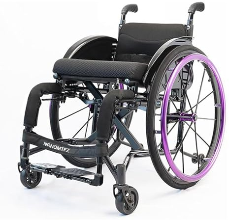 Selbstfahrender Sportrollstuhl,Superleichter Rollstuhl mit Aluminiumrahmen, Premium Transportrollstuhl,Ultraleicht Rollstuhl Leicht Faltbar Reiserollstuhl(Purple)