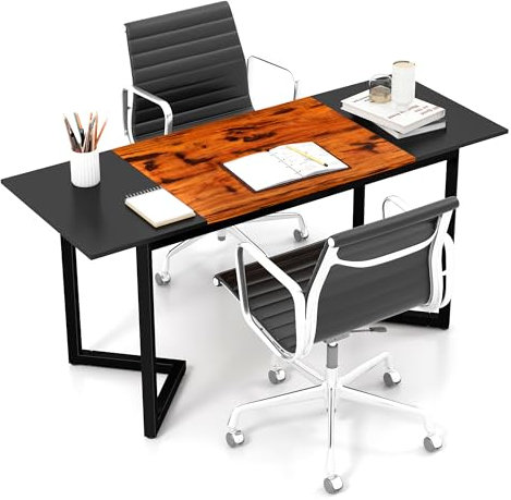 LIFEZEAL Bureau d’Ordinateur avec Porte-écouteur, Table d'Étude, Poste de Travail Informatique en Bois et Métal, Pieds Réglables, Industriel, 160 x 60 x 74 cm