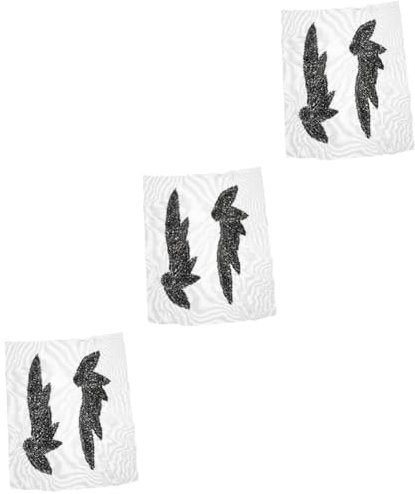 NUOBESTY 3 Paare Rohrperlenflügel Pailletten-Jeans Nähen von gestickten Applikationen Kleidungsstück Patches Applikationen für Hochzeitskleider Handbuch Schulterklappen Hut