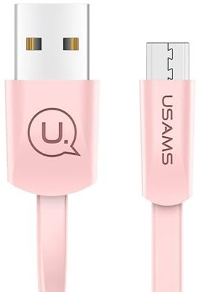 P4Y Cable microUSB plano para carga y transferencia de datos 2A Smart chip Material: TPE/PVC/cobre 1,2 m Rosa US-SJ201 U2