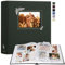 Lanpn Fotoalbum zum Selbstgestalten und Einkleben, Großes Leinen Fotobuch Fensterdesign 100 weißen Seiten mit Pergamin Trennblätter Fasst 9x13cm 10x15cm 13x18cm Fotos (30x33,5cm, Grün)