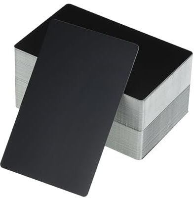 PATIKIL 500 Pack Metall Visitenkarten Leer 0.21mm Dick 3.4x2.1 Aluminum Laser Gravur Druckbare Namenskarte für Benutzerdefinierte Heimwerker Matte Schwarz