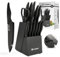 Professional Knife Set with Knife Block and Sharpener (16 pcs), Includes Chef Knife, Kitchen Knife Set with Scissors, Cutting Board, and Wooden Block - German Stainless Steel