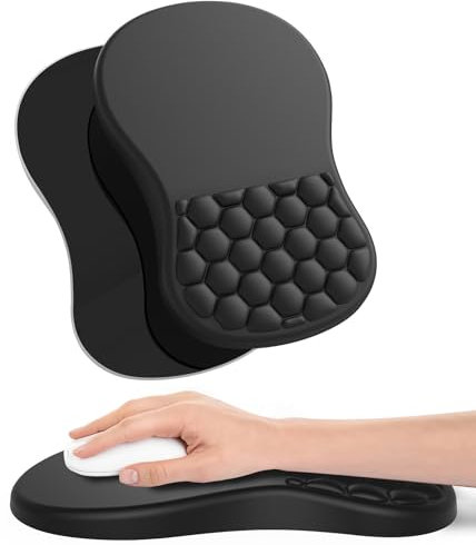 eulps Tapis de souris avec repose-poignet, support de poignet pour soulager la douleur du canal carpien avec mousse à mémoire de forme intégrée (noir foncé)