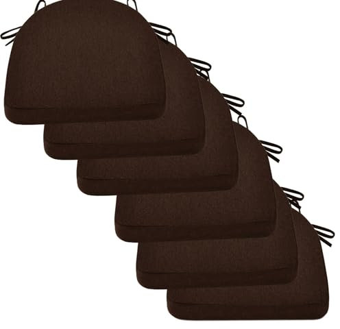 2/4/6er Set Sitzkissen Stuhl Waschbares Stuhlkissen mit Bindeband 40x40/45x45/50x50cm Rutschfestes Sitzpolster halbrund geeignet for Gartenstuhl, Esszimmerstuhl oder Bürostuhl(Light coffee,6pcs:45x45x