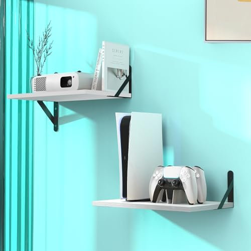 DAWASAPAT Projector Mount, White Small Mini Projector Shelf/Cable Box Wall Mount/Router Wall Mount, Projector Holder Stand Accessories with Cable Ties-2pcs