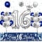XIEXIESHER 16 Geburtstag Deko, Blau Silber Luftballons 16 Geburtstag Dekoration Set, Partydeko mit Kronenballon und Banner 16 geburtstag Jungen, für Jungen MädchenParty Deko 16.Geburtstag