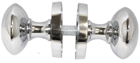 Polished Chrome Victorian Style Round Door Knob Set – Sprung Internal & External Knobs with Optional 63mm Tubular Latch – Available in 1, 4, or 6 Pairs (1 Pair of Door KNOBS)