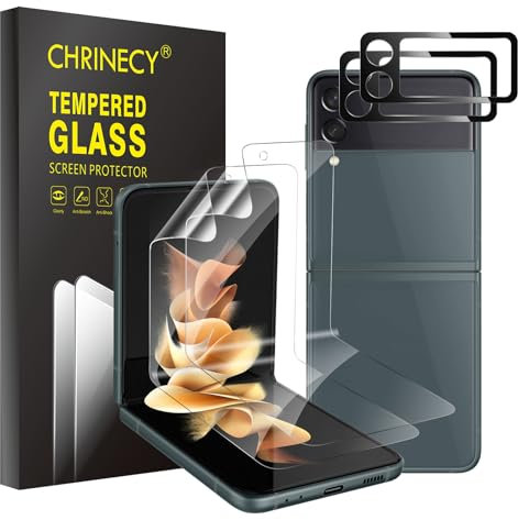 CHRINECY 2 Pack Flexible TPU Film Screen Protector for Samsung Galaxy Z Flip 3 5G + 2 Pack Camera Lens Protector, Bubble-Free HD Clear Anti-Scratch Protective Film, Self-Healing