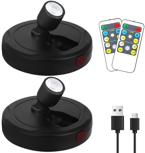Kabelloser Strahler, batteriebetrieben, Pflanzenstrahler für den Innenbereich, wiederaufladbar, mit Fernbedienung, LED-Akzentbeleuchtung, dimmbares Display, Uplight für Baum, Dartscheibe, Dekoration
