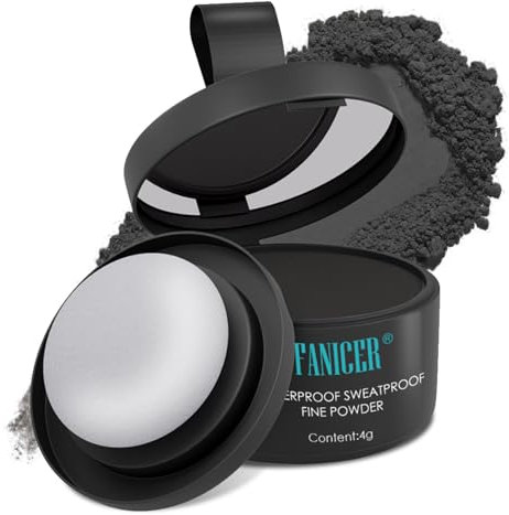 Ansatzpuder, Haaransatz Puder, 4g Haarpuder Haar Concealer, Unsichtbares Ansatzpuder, Puder zum Auffüllen von dünner werdendem Haar, Haar Make up zur Haarverdichtung (Schwarz)