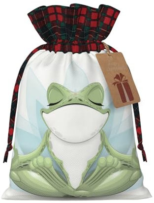 Lustige Yoga-Frosch-Weihnachts-Süßigkeitentüten, mit Etiketten, wiederverwendbar, verwendet für Urlaubsverpackungen, Weihnachtsfeiern.