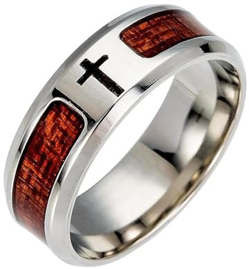 Hmsanase Ring Ringe Damen Bijouterie Herren Christlicher Jesus Männerring Aus Holz 8Mm Breit