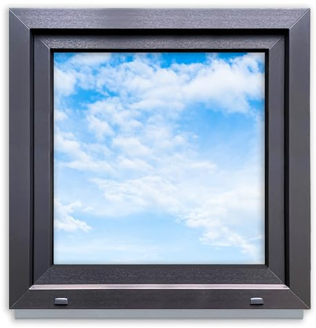 LORAC | Kunststofffenster Anthrazit-weiß 800x800mm, 80x80cm, PCV, DIN Rechts, kippbar & ausstellbar, 2-fach Verglasung, energiesparend – Fenster mit CE-Zertifikat für Keller und Wohnung