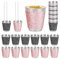 Trendecor 12 Stück Schnapsglas zum Umhängen, 30ml Schnapsgläser zum Umhängen Shotgläser Partybecher mit Kette für Junggesellenabschiede Hochzeitsfeiern Weinprobe Party Rosa und Schwarz