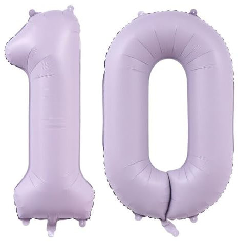 Alaoo Luftballon 10 Geburtstag Zahl, 40 Zoll Lila Creme Folienballon, Riesenzahl Ballon für Mädchen Junge Geburtstag Party Dekoration Jahrestag Dekorationen