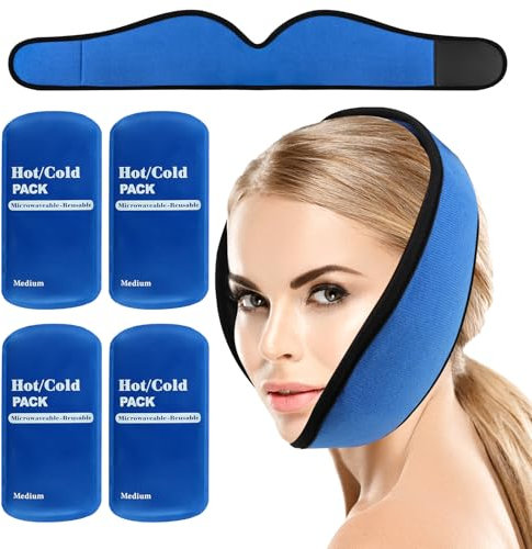 Weisheitszähne Kühlkompresse, 4-Pack Kühlpads Weisheitszähne, Freihändig Weich Gel Kühlpacks, Kühlpads für Weisheitszähne op Kühlkissen Gesicht Nach Zahn op Kalt Warm Kompresse, mit Kühlbandage