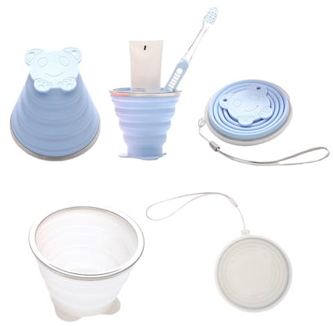 XYTAHDM 2 Pezzi Tazze di Silicone Pieghevole, 320 ml Bicchiere Portatile,Riutilizzabile Bicchiere Pieghevole in Silicone Alimentare, per Viaggio, Campeggio, Escursionismo e al Lavoro(Bianco+Blu)