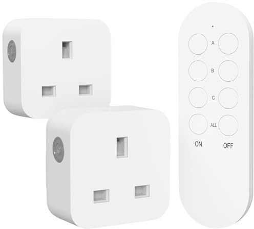 Remote Control Plug Socket, Wireless Light Switch, 2 Pack Sockets and 1 Remote