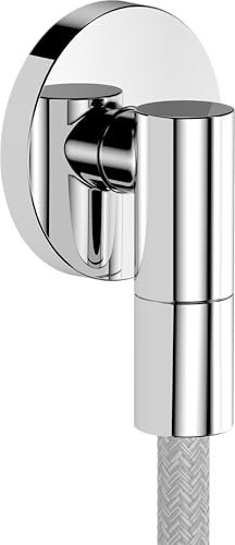hansgrohe FixFit Fine S - Schlauchanschluss Dusche, universaler Wandanschluss mit Rückflussverhinderer, Wandanschlussbogen, Chrom, 28882000
