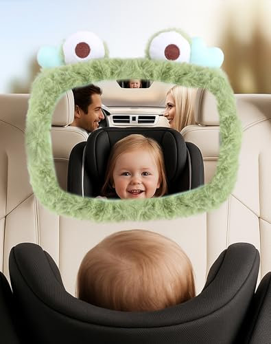 Spiegel Auto Baby Rückbank, Bruchsicher Babyspiegel Auto Rücksitz mit Haken Clip, 360° Flexibel Drehbar und 45° Nach Oben und Unten Kippbar (Car Mirror Frog)