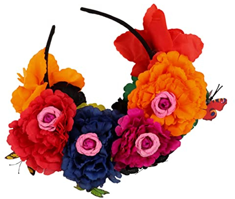 WEKADRIN Schmetterling Stirnband Halloween Kopfschmuck Künstliche Blumen Frauen Party Haarband Blumenkranz Stoff Stirnband Für Kostüm Feiertag Tragen