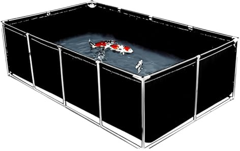 Aufstellpool für den Außenbereich mit Ablassventil, rechteckig, röhrenförmig, temporärer Fischteich, Aquakultur, Wasserspeicher, schwarz, 2 x 1,5 x 0,8 m