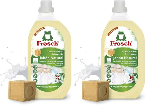 Frosch - Detergente Líquido Concentrado Jabón Natural para Lavadora, Ropa Limpia e Impecable en el Lavado, Apto para Todo Tipo de Tejidos menos Lana y Seda - 1.5 L (Paquete de 2)