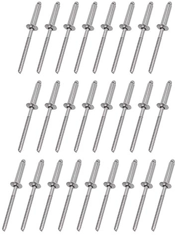 25-Pack 304 Stainless Steel Blind Rivets, 4mm x 8mm Dome Closed End for Metal Fabrication and Machinery Assembly