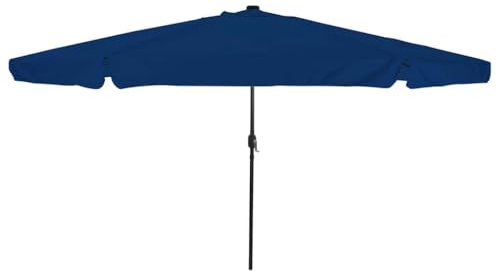 Xhnifbn Parasol rond à LED, 395 x 395 cm, bleu azur pour jardin, balcon, terrasse, en polyester et métal, manivelle