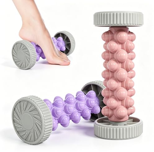 Lot de 2 rouleaux de massage des pieds pour fasciite plantaire, rouleau de massage des pieds avec picots, rouleau de massage des pieds pour douleurs au talon, relaxation, soulagement du stress (175 x