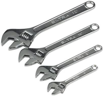 Sealey S0449 Adjustable Wrench Set, 150mm/200mm/250mm/300mm, 4 Pieces