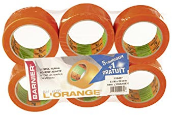Ruban adhesif vinyle 33mx50mm orange 6095 lot de 5 et 1 gratuit