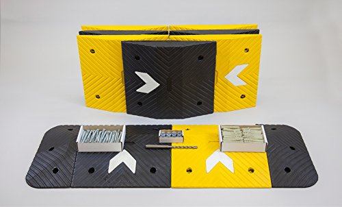 The Ramp People 5mph Speed Bump Kits 75mm High (5000mm) | Includes Fixings | Selection of Sizes | Reflective | High Traction Recycled Rubber