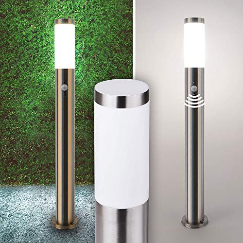 Hochwertige Edelstahl-Außenleuchte mit Bewegungsmelder und E27 Fassung - Stilvolle Wegebeleuchtung für Ihren Garten (Modell E27 232-800)