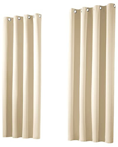 heimtexland ® 1 Paar Thermo- Verdunklungsgardinen Ösenschal Vorhänge Verdunkelnd Isolierend Blickdicht Verdunkelungsvorhänge HxB 245x135 Creme Typ139