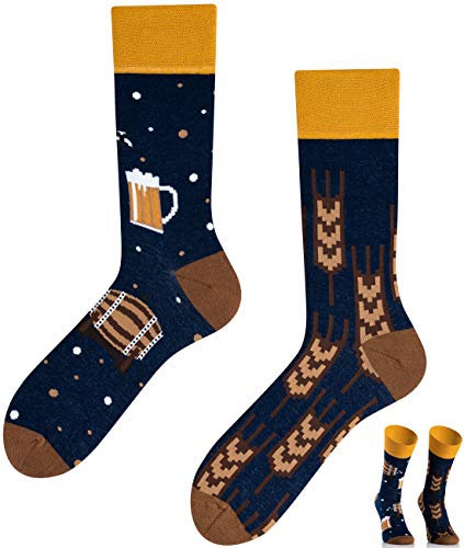 TODO COLOURS Chaussettes Mottif - Bière Froide - Fantaisie, Humour, Homme, Femme, Chaussettes Couleur - bière, chope, baril, houblon (39-42, Bière Froide)
