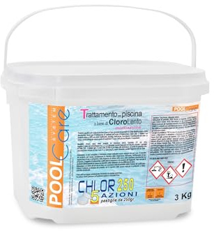 Pool Care Chlor 250 Chlortabletten mit 5 Wirkungen, 250 g, 3 kg