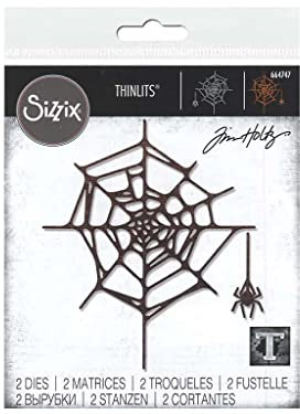 Sizzix 664747 Schneideschneidset Thinlits Spinnennetz von Tim Holtz, 2er Pack