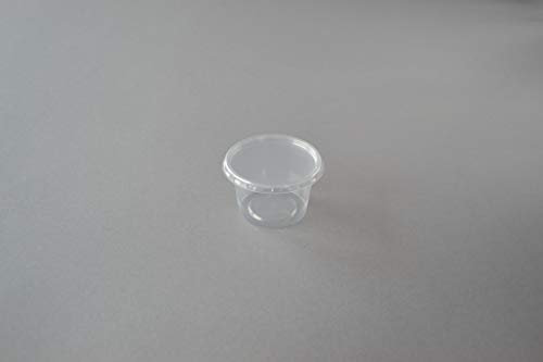 500 Stück Dressing Becher mit Deckel, 100 ml rund transparent Dressingbecher Soßenbecher Saucenbecher Degustationsbecher Feinkostbecher Verpackungsbecher Portionsbecher Buttercup Dip Becher