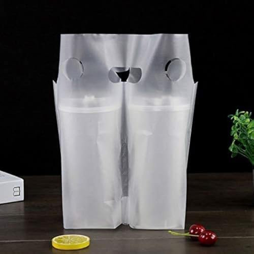 Bolsas de Embalaje de plástico de Polietileno con Mango Transparente, portadores de Bebidas para Entrega, Soporte para Tazas, Bar, Restaurante, cafetería, Suministros (100 Unidades de 11.8 x 10.2