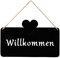 levandeo Schild Willkommen 25x16 cm Außen Garten-Deko Schwarz Matt Herz Metall Türschild Wandbild Außendeko