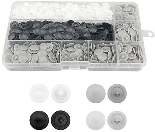 900pcs Regal Loch Cap Möbel Abdeckkappe Bohrloch Blindstopfen Lochstopfen Stecker Rund 5mm Abdeckkappen für Schrauben, für Küchenschrank Bücherregal einstellbar Regal(schwarz, weiß, grau)