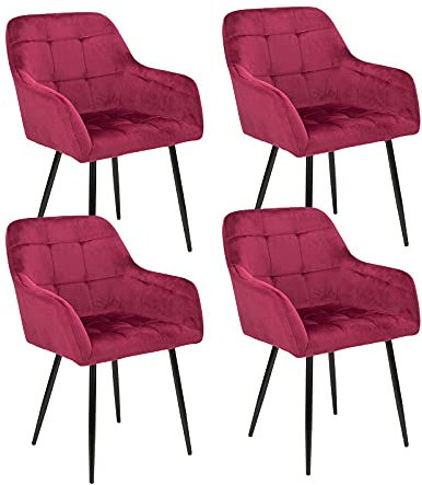 Perfur Casa® Esszimmerstühle 4er Set-Samt Rosa: Esszimmer Set - Stuhl für Ihren Esstisch auch Stühlen Eessel Stühle mit Ihres Esszimmer