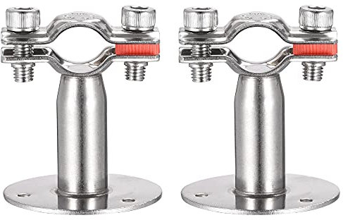 sourcing map Wall Mount Ceiling Mount Pipe Support, 304 Stainless Steel Adjustable Pipe Strap Clamp for 15-19mm Pipe 2pcs