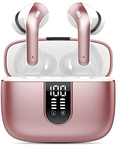 taopod X08 Bluetooth-Kopfhörer, kabellos, USB-C, 40 Stunden Spielzeit, Touchscreen, wasserdicht, IPX7 Sport (Roségold)
