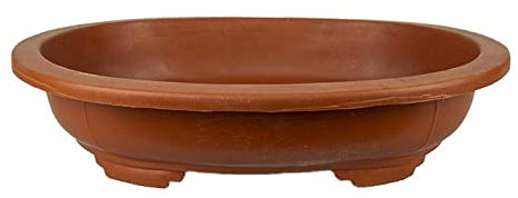 Vaso Cinese ovale in plastica marrone per bonsai 49x35x9 cm - H412C