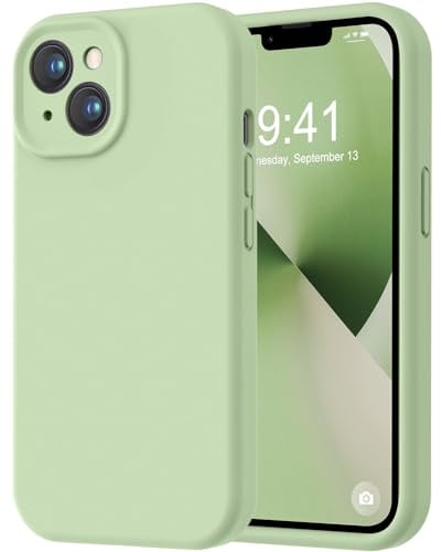 LOVE 3000 Designed for iPhone 13 Case, Premium Silicone with [Camera Protection] [Soft Anti-Scratch Microfiber Lining] Shockproof Protective Phone Case for Lanyard Women Men Girls 6.1, Matcha