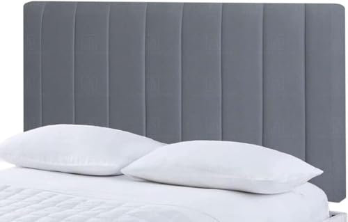 Elixir Furniture Portland Divan Headboard – 3ft Single | 20-Inch Tall Upholstered Headboard | Plush Velvet in Grey | Elegant Padded Design (Blue, 3ft Single Height-20inch)